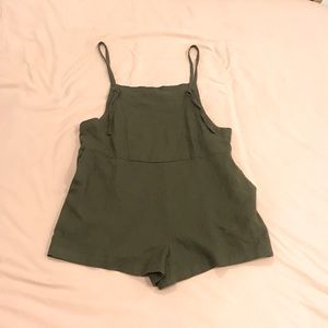 Army Green Romper with Pockets